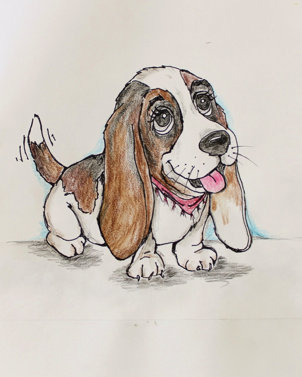 Basset the Puppy original color artwork