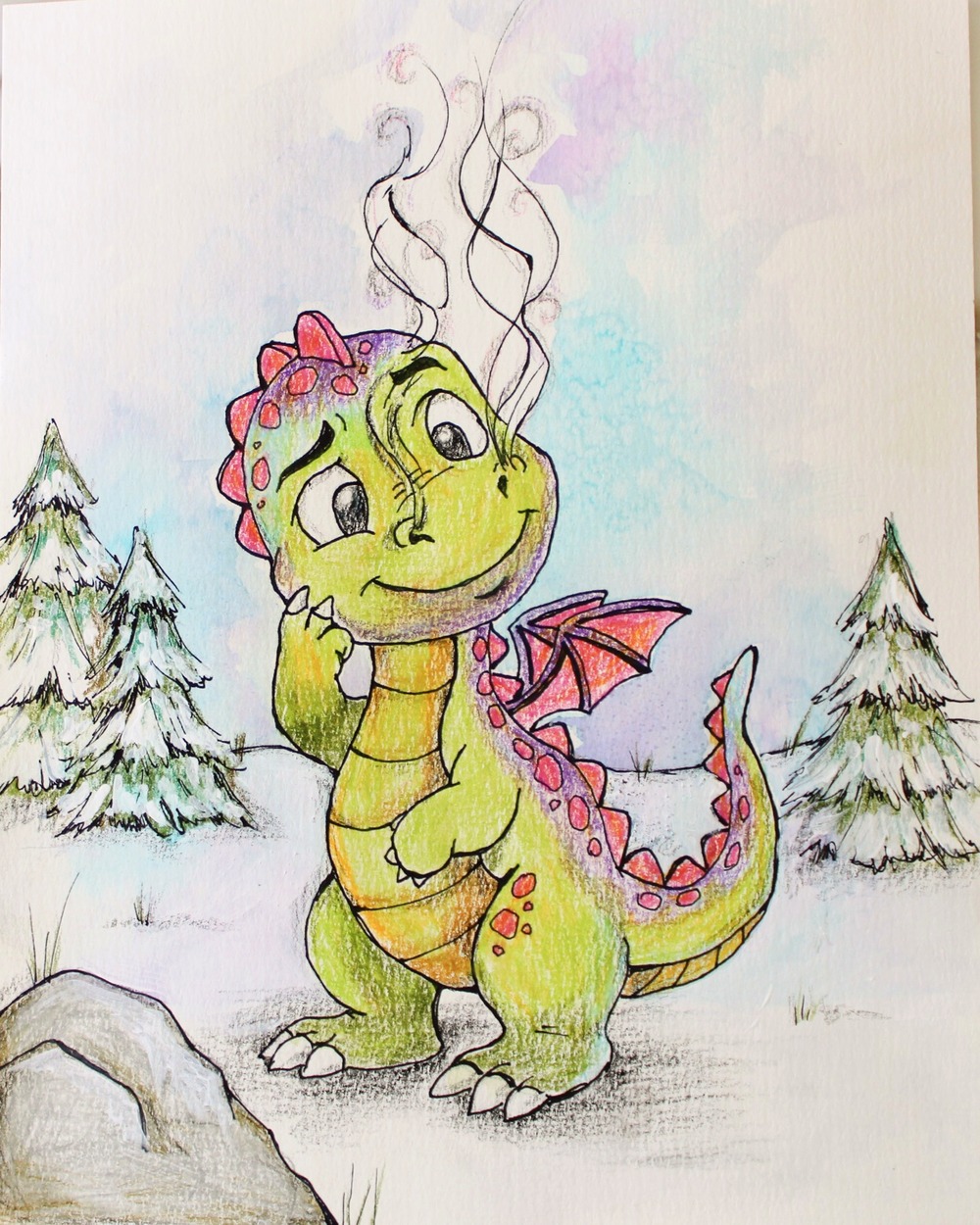 Snowy Dragamore original color artwork